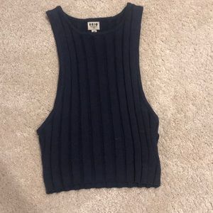 Navy high neck crop top